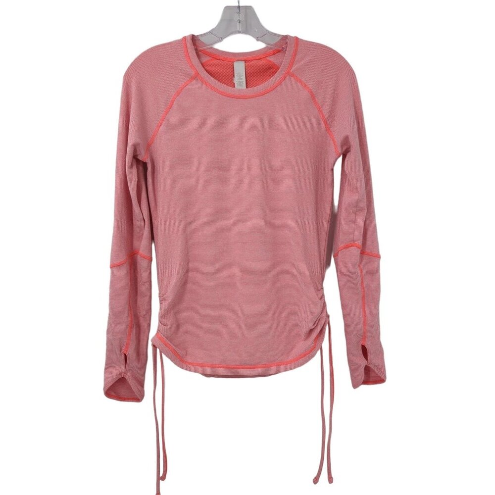 Lucy Tech Top Womens‎ S Peachy Pink Dashing Stripes Athleisure Athletic Running